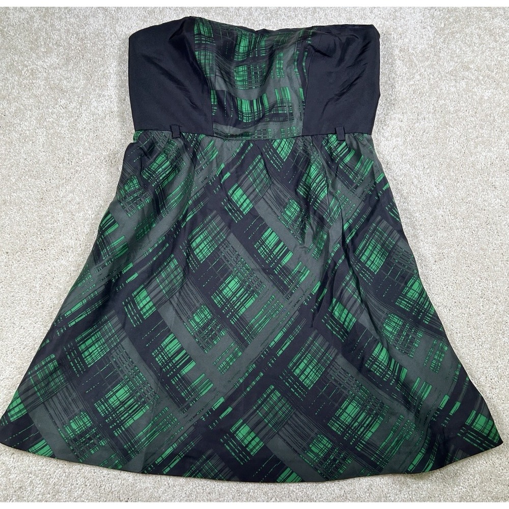 Gianni Bini Womens Size 6 Strapless Black & Green Party‎ Dress Silk